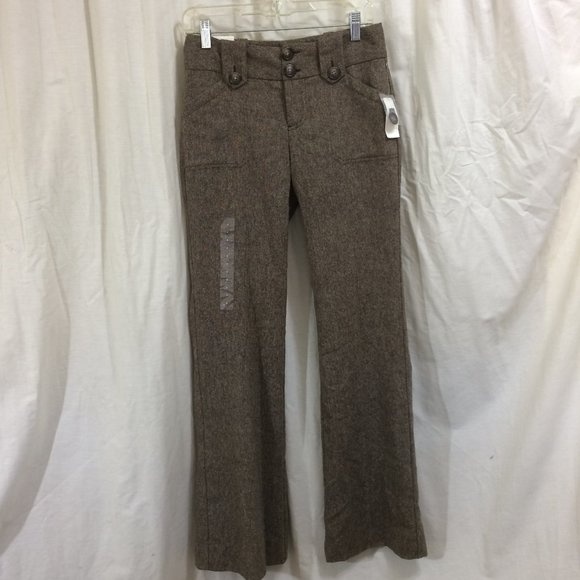 GAP Trousers NEW Wide Leg Brown Tweed Lined Wool Blend Pants Size 4 - Picture 1 of 5